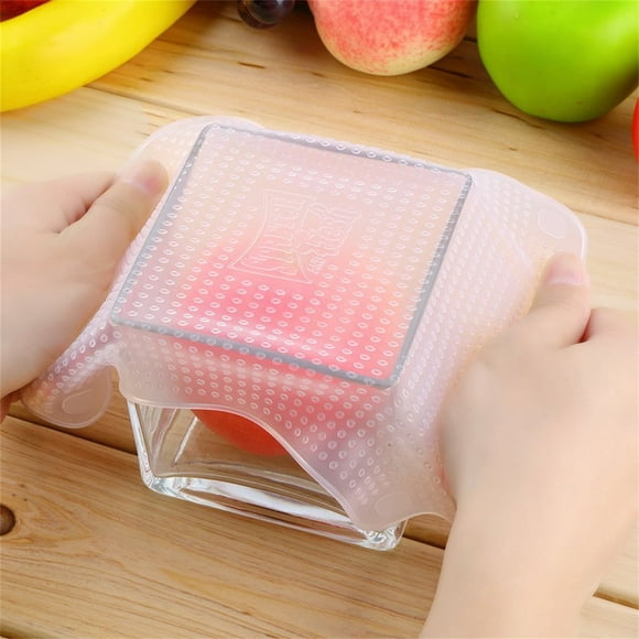 4pcs Seal Vacuum Food Magic Wrap Multifunctional Food Fresh Keeping Plastic Wrap Silicone Transparent Re-Usable Food Wraps