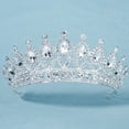thumbnail image 4 of KAKOWELY Tiara de boda, corona de reina de cristal, diademas de novia blancas, tiaras de princesa, corona de diamantes de imitación, diadema para fiesta, accesorios para el cabello, 4 of 5