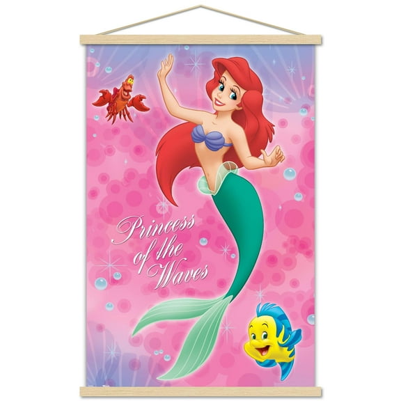 Disney The Little Mermaid - Group Wall Poster with Wooden Magnetic Frame, 22.375" x 34"