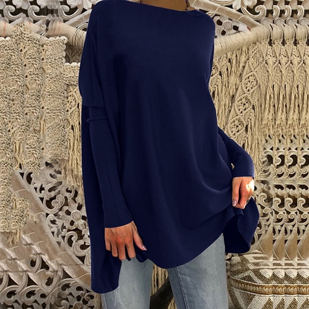 Pntutb Mujeres Moda Sólido Básico Casual Suelto Jersey Manga Larga Camiseta tops Pntutb Pntutb-1472