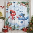 thumbnail image 3 of Blue Christmas Shower Curtain, Xmas Snowman Tree Snowflake Pine Cones Waterproof Fabric Shower Curtains with 12 Hooks, Bathroom Curtain Set for Bathroom Accessories Decor, 36 x 78 Inches, 3 of 9