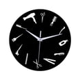 thumbnail image 4 of Reloj de pared redondo, decoración para colgar en la pared, regalo minimalista multiusos para barberos. Fondo negro, 4 of 9
