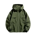 thumbnail image 2 of Maoxin Mens Jacket Men's Casual Loose Fitting Workwear Long Sleeved Hooded Jacket Long Sleeve Hooded Casual Outwear Jackets Jackets for Men , Army Green , 2XL, 2 of 5