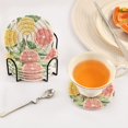 thumbnail image 3 of Yayeee 6 PCS Drink Coasters with Holder Set Woven Absorbent Round Tabletop Hot Pad, Candy Grapefruit, 3 of 7