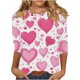 thumbnail image 2 of RKSTN Valentines 3/4 Sleeve Tops for Women Oversized Crewneck Valentine's Day Graphic Printed Short Sleeve T Shirt Womens Casual Round Neck Loose Comfy Loves Heart Print Three Quarter Sleeve Shirts, 2 of 6