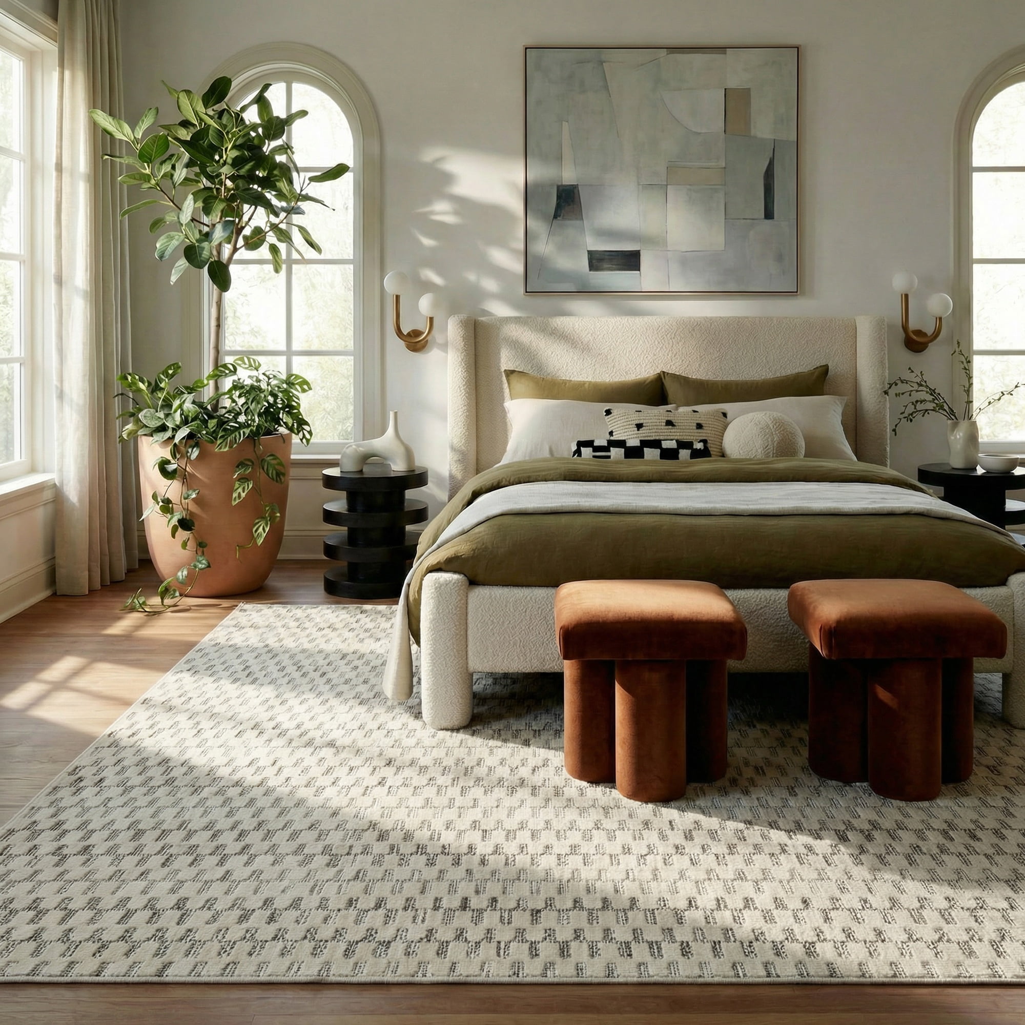 Rug Branch Maise Abstract Indoor Outdoor Area Rug, Cream Beige, Modern - Entryway, Hallway, Bathroom