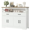 thumbnail image 5 of Homfa 47.2''W Kitchen Sideboard Buffet Cabinet with 2 Drawers & Open Shelf, Wood 4 Doors Storage Cabinet with Adjustable Shelves for Dining Room, White, 5 of 7