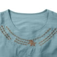 thumbnail image 6 of Women's T-shirts Ladies' Casual Solid Color Cotton Linen Blouse Shirt Embroidered T Shirt T-shirts, 6 of 7