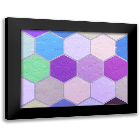 Grayscale 14x12 Black Modern Framed Museum Art Print Titled - Hexagon Textures VIII