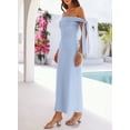thumbnail image 4 of MEROKEETY Women's 2026 Summer Off The Shoulder Bodycon Maxi Dress, Blue, M, 4 of 4