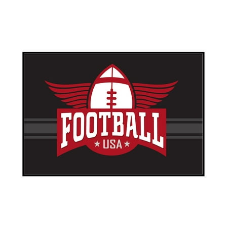 Football USA - Badge - Wings - Lantern Press Artwork (18x12 Framed Gallery Wrapped Stretched