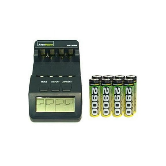 IQ-328 AA / AAA LCD Charger & 8 AA AccuPower NiMH Batteries (2900 mAh)