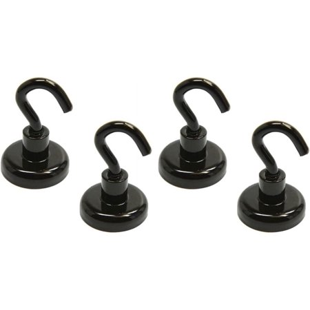 4 pcs Office Powerful Magnetic Wreath Hooks Scratch-Free Silver Hangers Hanging Tools for Garage Christmas Wreaths Heavy Duty Magnetic Hooks (Black)