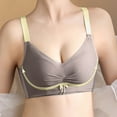 thumbnail image 5 of Bigersell Full-Coverage Wireless Bras for Women Lace V-Neck Push-up Bra No Underwire Hook and Eye Closure Smoothing Comfort Soft Padded Bra Everyday Wire-Free Bras Khaki L, 5 of 5
