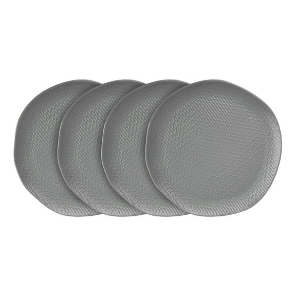 Stone Lain Abigail Stoneware Dinner Plate Replacements, 4 Count, Gray Basket Weave