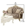 thumbnail image 3 of Scrolled Crown Top Fabric Loveseat with Cabriole Legs Gray and White, 3 of 5