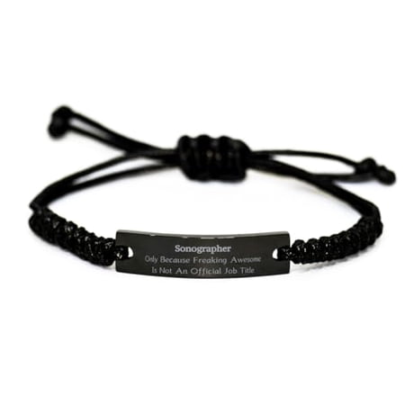 Amangny Sonographer Black Rope Bracelet - Only Because Awesome is Not an Official Job Title - Perfect Idea Gifts for Graduations, Holidays, and Birthdays