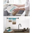 thumbnail image 5 of Turquoise Brown Kitchen Dish Towels for Drying Dishes Set of 3, Farmhouse Retro Wooden Grain Striped Waffle Weave Microfiber Hand Tea Bathroom Towels Quick Dry & Absorbent Towel 15.7x23.6, 5 of 7
