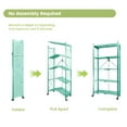 thumbnail image 3 of 5 Tier Foldable Storage Shelves with Wheels, 28"Lx13"Dx63"H Rolling Shelves, Freestanding Wire Kitchen Rack, No Assembly Rack for Garage Kitchen, Basement, Pantry(Green), 3 of 8