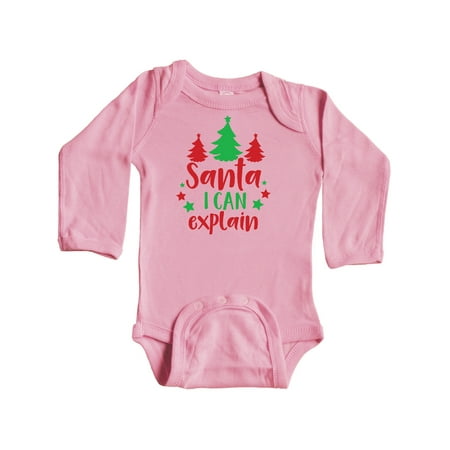 

Inktastic Santa I can Explain Stars Christmas - Red Green Gift Baby Boy or Baby Girl Long Sleeve Bodysuit