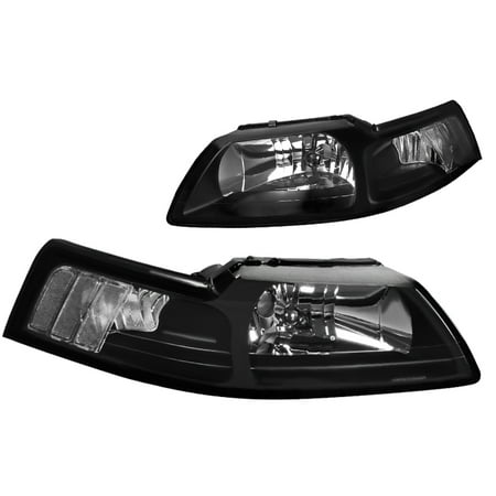 - Spec-D Tuning 1999-2004 Ford Mustang Head Lights Corner Lamps Black W/ Clear Reflector 99 00 01 02 03 04 (Left + Right)