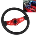 thumbnail image 1 of Universal Racing Steering Wheel Upgrade 14in Racing Style PU Aluminum Steering Wheel for Standard 6 Hole Hub Adapter Vehicles, 1 of 7