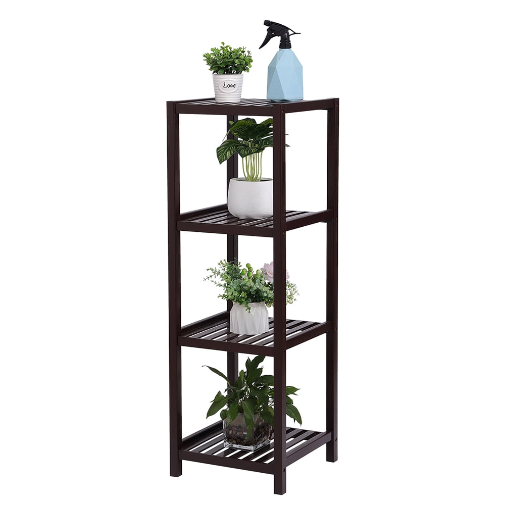 Bamboo Bathroom Shelf, 4Tier Multifunctional Storage Rack, Plant