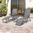 thumbnail image 6 of Pellebant Set of 3 Outdoor Chaise Lounge & Table Set Aluminum Patio Folding Chairs,Gray, 6 of 7