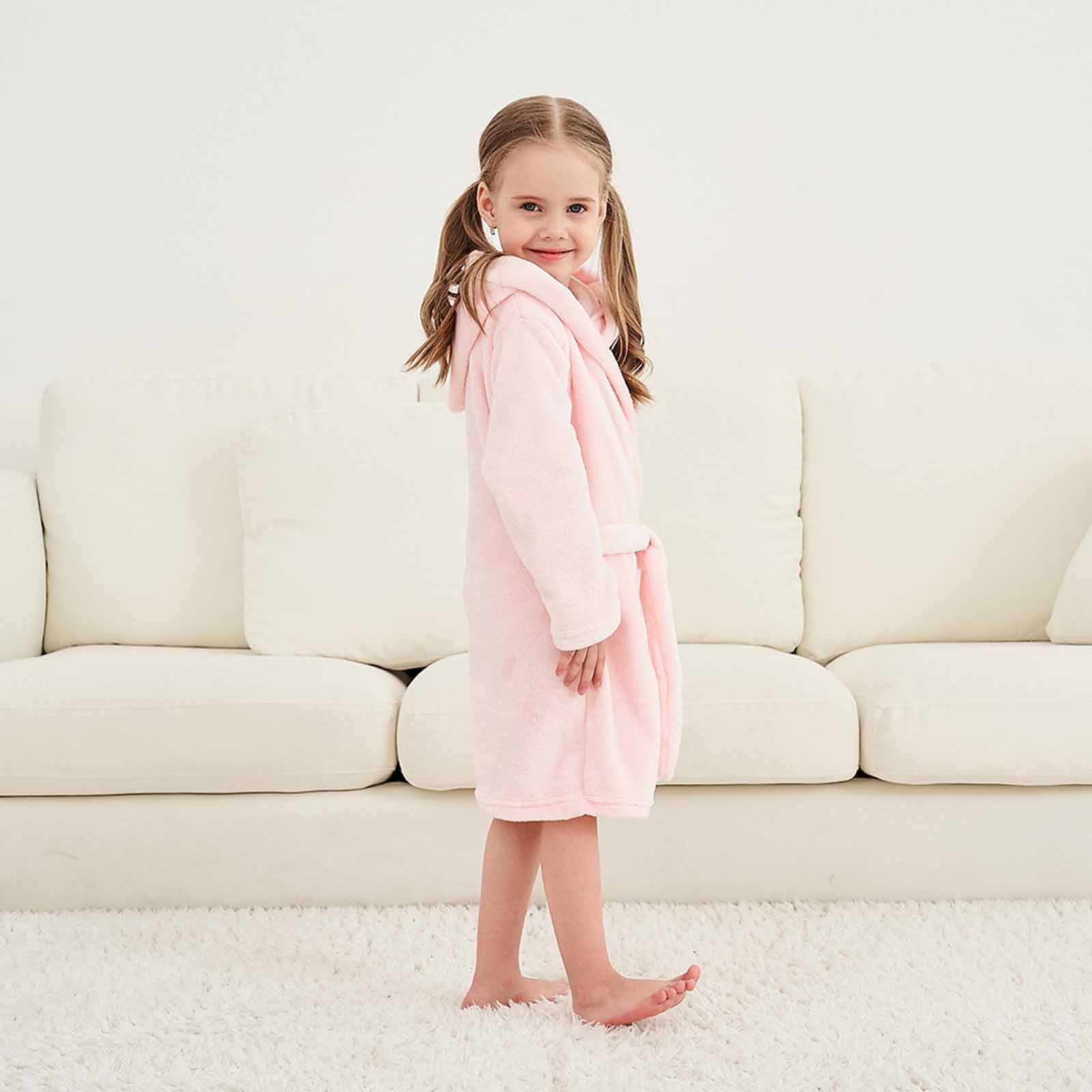 Peignoir Enfant Doux En Peluche - Capuche, Ceinture, Pour Fille Et Garçon, Pyjama Ou Après-Bain - 5