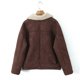 thumbnail image 4 of Chaqueta de piel de gamuza gruesa para mujer, abrigo corto de piel sintética empalmada, ropa de calle suave, prendas de vestir exteriores sueltas, invierno, nuevo, 4 of 5