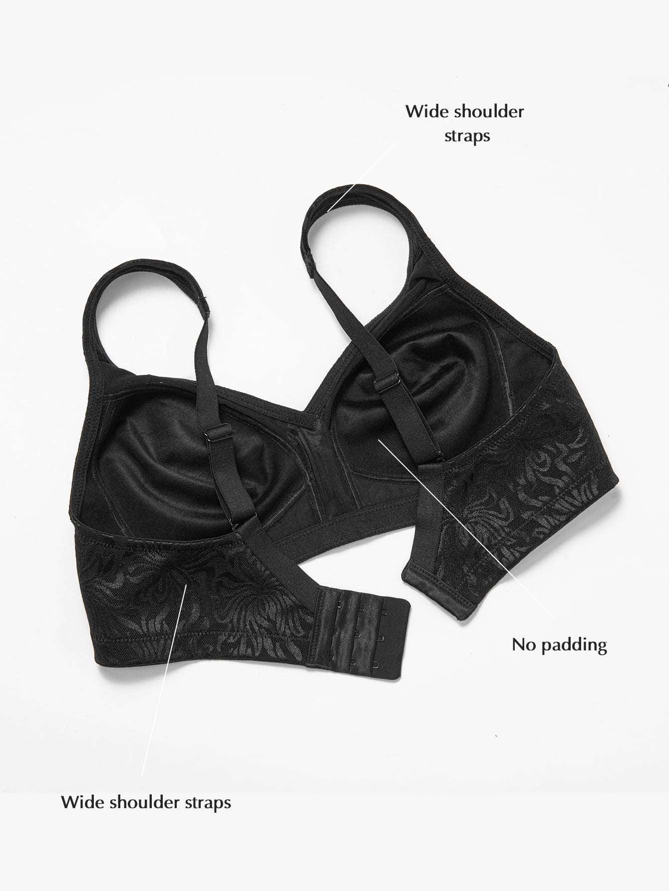 Deyllo Women's Non Padded Wireless Bras Plus Size Full Coverage Minimizer Bra, Black 36DDD