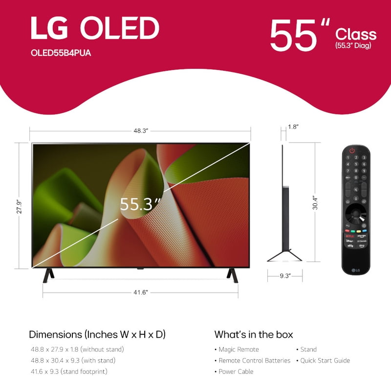 LG 55" Class 4K UHD OLED Web OS Smart TV with Dolby Vision B4 Series - OLED55B4PUA display and camera view