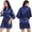 Dark Blue, variant on Fjuchai Women V-Neck Bathrobe Summer Silk Stain Pajamas Short Section Cardigan Robe for Female S-XXL