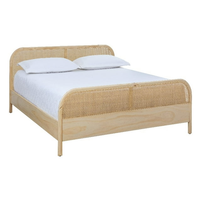 Brant House 63x83 "Bois Moderne / Rotin Brise Grand Lit de Taille en Naturel