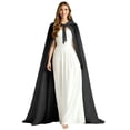 thumbnail image 4 of DuoJiaJ Adults Hooded Silk Cape, Tie Front Cloak Black Sizes One Size, 4 of 5