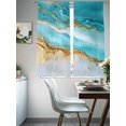 thumbnail image 5 of Sheer Curtain Panels Gold Teal Ocean Waves Rod Pocket Voile Window Curtains Abstract Window Treatments Ligh Filtering Privacy Curtain Drapes for Bedroom Living Room 2 Panel Set 63 Inch Length,, 5 of 9