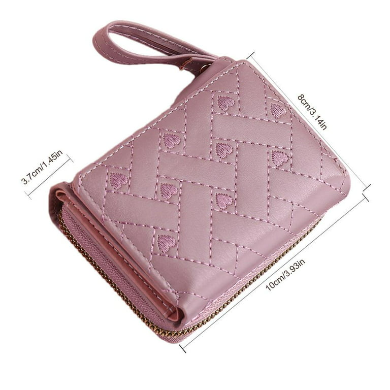 Small Womens Wallet Trifold Card Holder Large Capacity Short Heart Purse with ID Window for Driver's