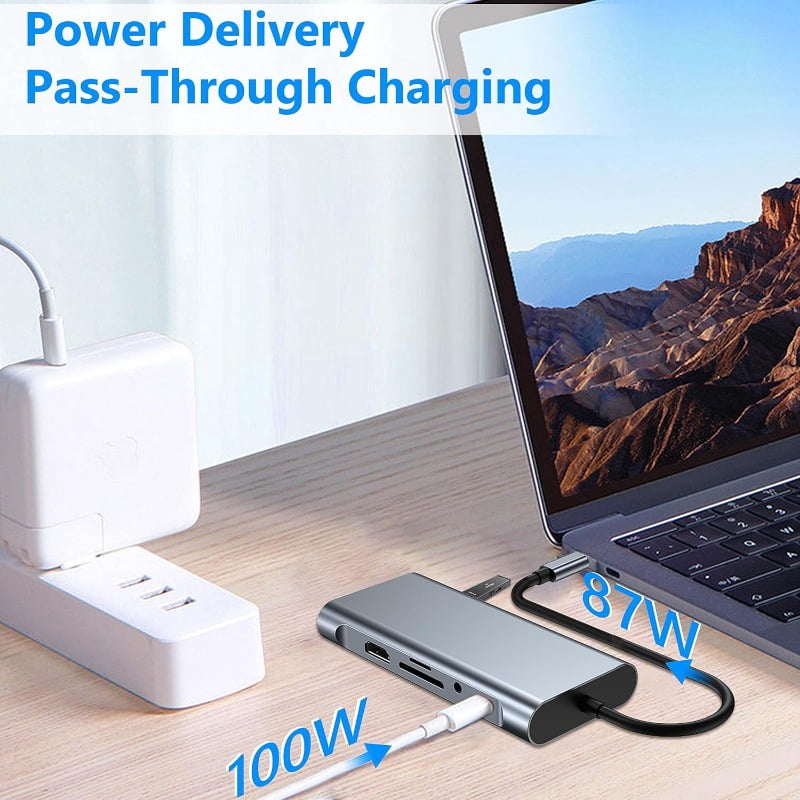 USB C Multiport Hub, 11 in 1 Docking Station with 4K HD, VGA, 1000 RJ45 Ethernet, PD Charging, USB 3.0/2.0, SD/TF Card, Universal Hub, Compatible with MacBook, Dell, Lenovo Surface Laptops