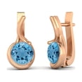 thumbnail image 2 of 5mm Round Swiss Blue Topaz English Lock Stud 925 Silver Rose Vermeil Valentines Day Gifts Women Earrings, 2 of 4