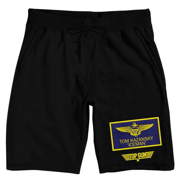 Top Gun Pilot Patch Men's Black Sleep Pajama Shorts-Medium