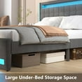 thumbnail image 4 of Queen Bed Frame with Adjustable Headboard, LED Lights, Upholstered Platform, 4 of 8
