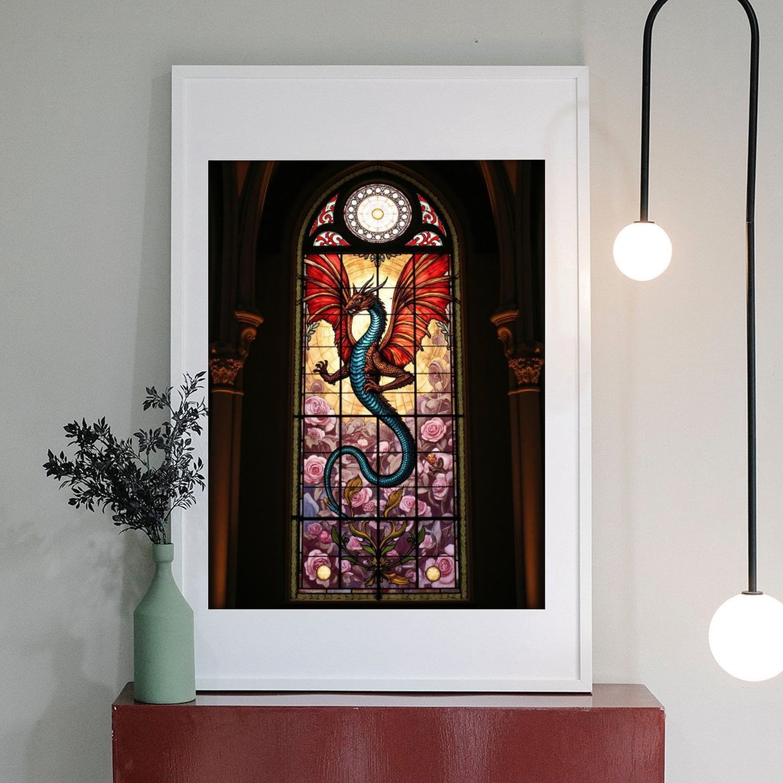 Diamond Art Kit for Adults, Dragon Stained Glass Window Art Diamond Painting for Adults Beginners, DIY Diamond Art Painting Kits, 5D Diamond Painting Crafts for Home Decor 12x16 Frameless