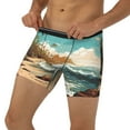 thumbnail image 3 of Rateoe Coastal Palm Beach Print Men’s Underwear Boxer Briefs Soft Comfortable Underwear Boxer Briefs, Long Leg Briefs,Anti-chafing Boxer Briefs, 3 of 7