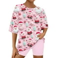 thumbnail image 2 of VBTAPA Womens Christmas Shorts Set Short Sleeve Sleepwear 2 Piece Loungewear Sets Funny Cute Xmas Printed Tops and Shorts Matching Lounge Pj Set Limited Time Deals of Today D-Multicolor#3 XXL, 2 of 8