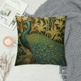 thumbnail image 2 of JEUXUS  Gold Peacock Bird Floral Chinoiserie Throw Pillow Cover Aqua and Green  Lumbar Pillow Case Cushion Cover Asian Body Pillow Covers Home Decor for Sofa Living Room Bedroom, 2 of 5