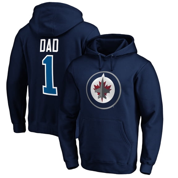 Men's Navy Winnipeg Jets #1 Dad Pullover Hoodie