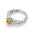 thumbnail image 3 of Gem Stone King 0.75 Ct Princess Cut Yellow Citrine White Created Sapphire 925 Sterling Silver Ring (Size 9), 3 of 5