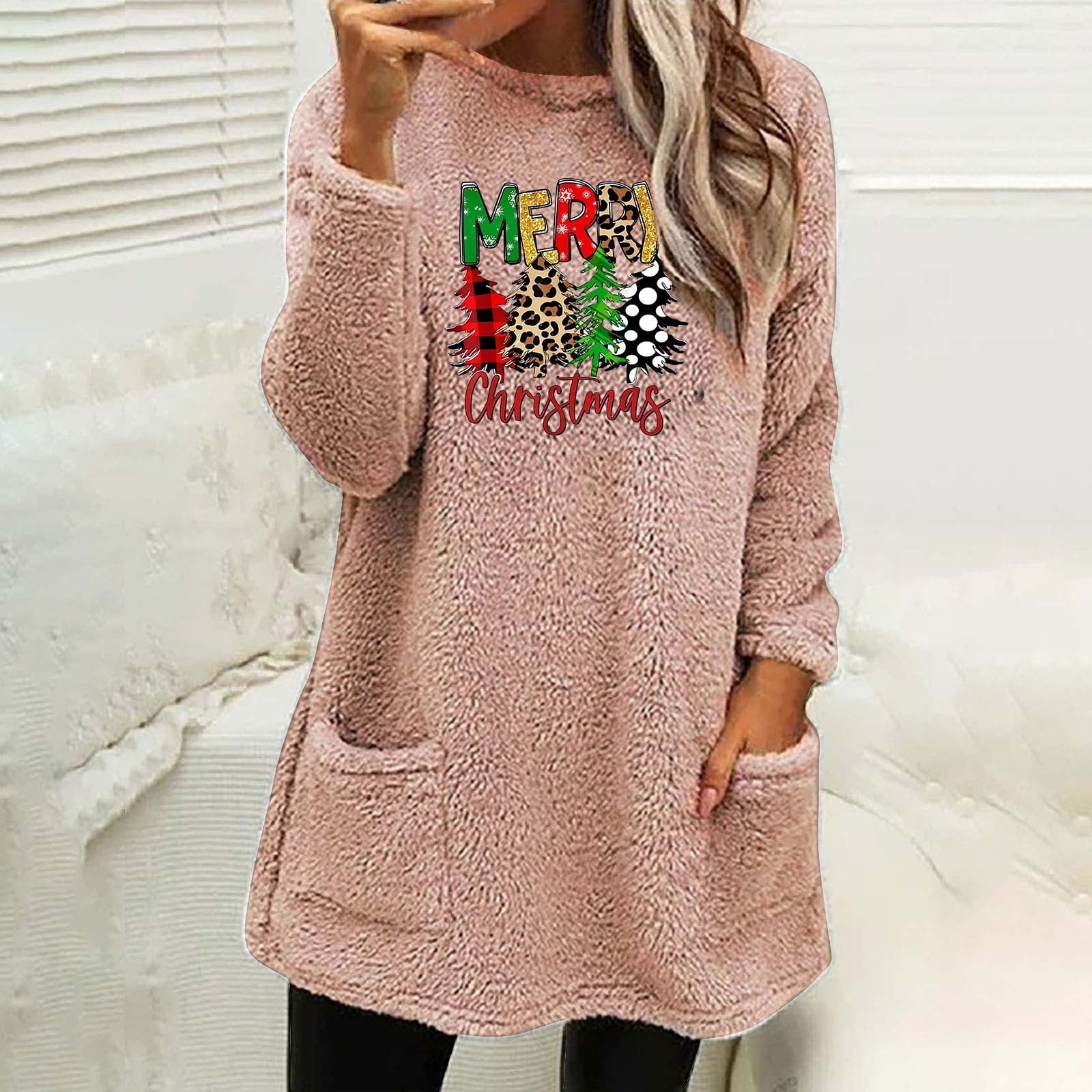 Sweat-shirt De Noël Grande Taille Pour Femme - Manches Longues, Col Rond, Imprimé Léger - Tendance 2025