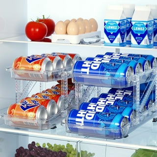 Dream Lifestyle Refrigerator Can Holder, Stackable Fridge Beverage Bottle  Dispenser, Soda Cola Juice Beer Bottle Storage Bin for Refrigerator Freezer  Countertop Cabinets & Pantry Can Organizer 