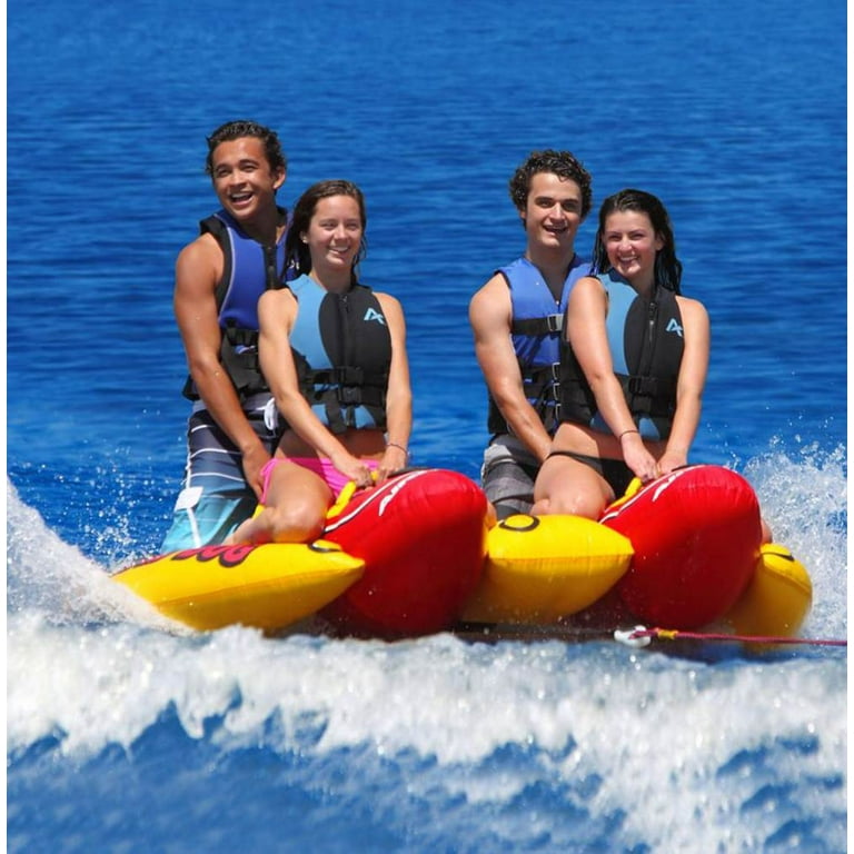 AIRHEAD Hot Dog 4-Rider Towable Inflatable Boat Lake Tube AIRHEAD Hot Dog 4-Rider Towable Inflatable Boat Lake Tube